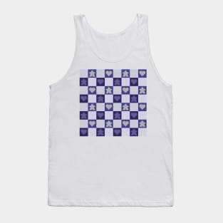 Purple Periwinkle Meeple Gingham Check | Game Night Picnic Checkerboard Tank Top